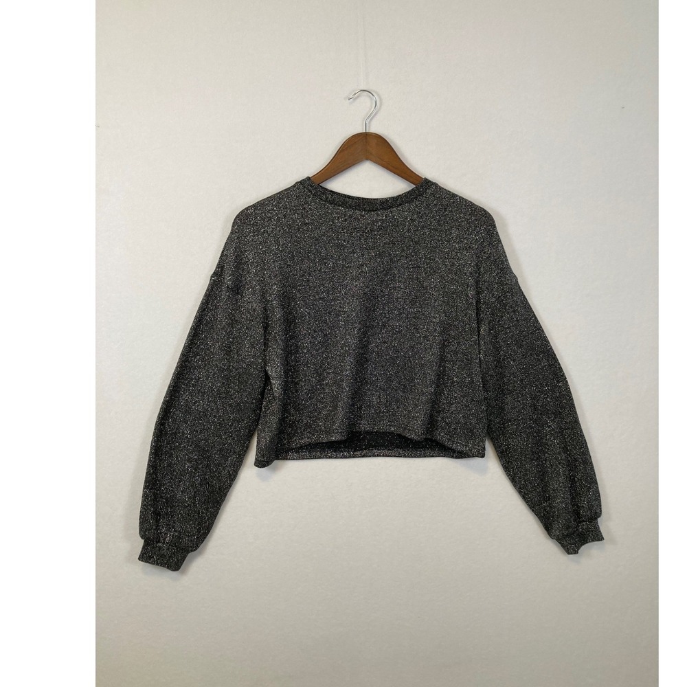 H&M Divided‎ Sparkle Metallic Cropped Sweater Long Sleeve Pullover Women's Small